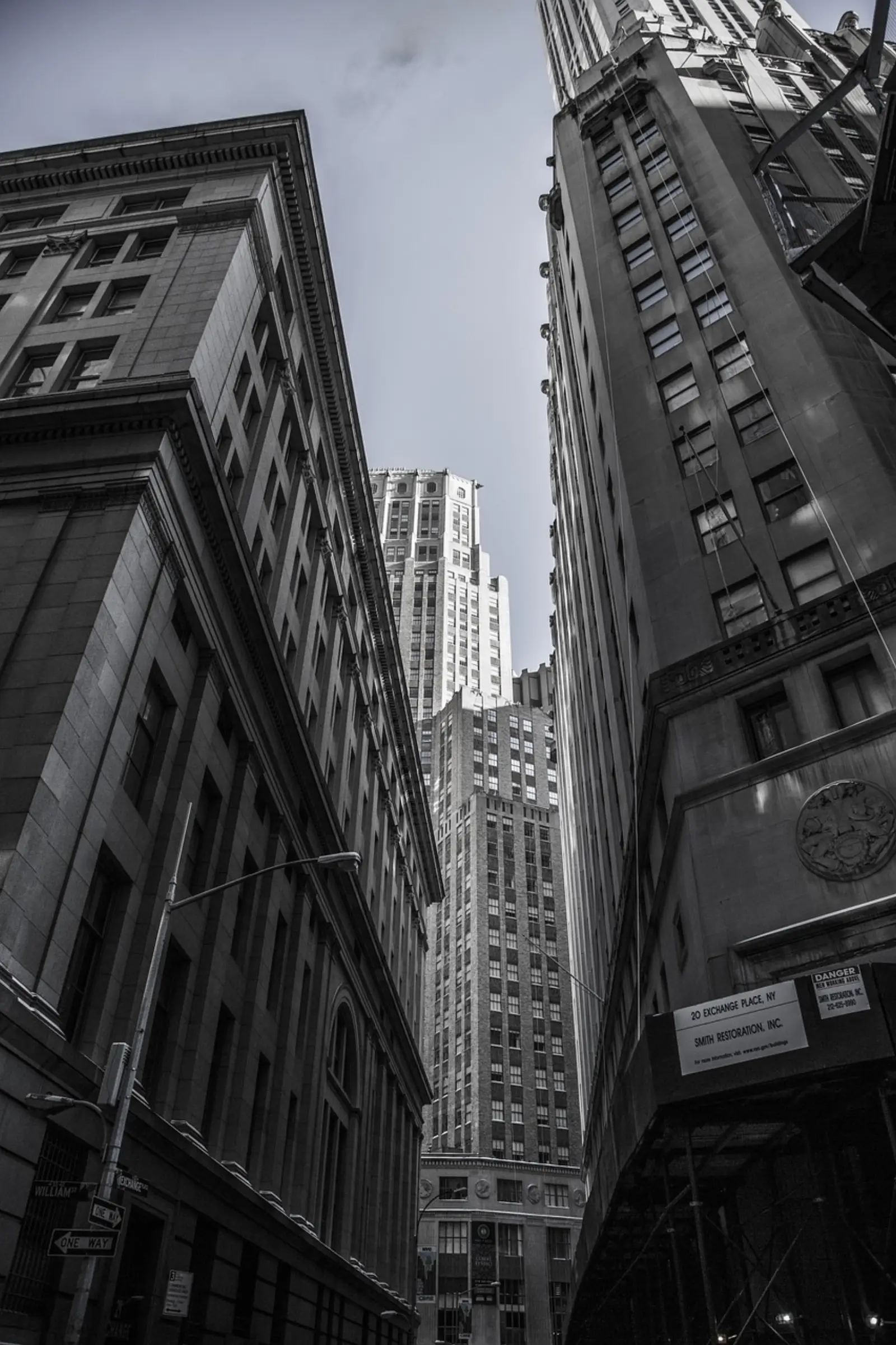 A financial district streetscape